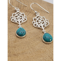 Echt zilveren oorbellen met Torkoois hanger